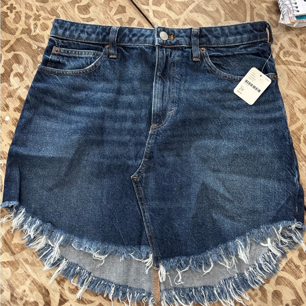 Free People Frayed Hem Denim Skirt